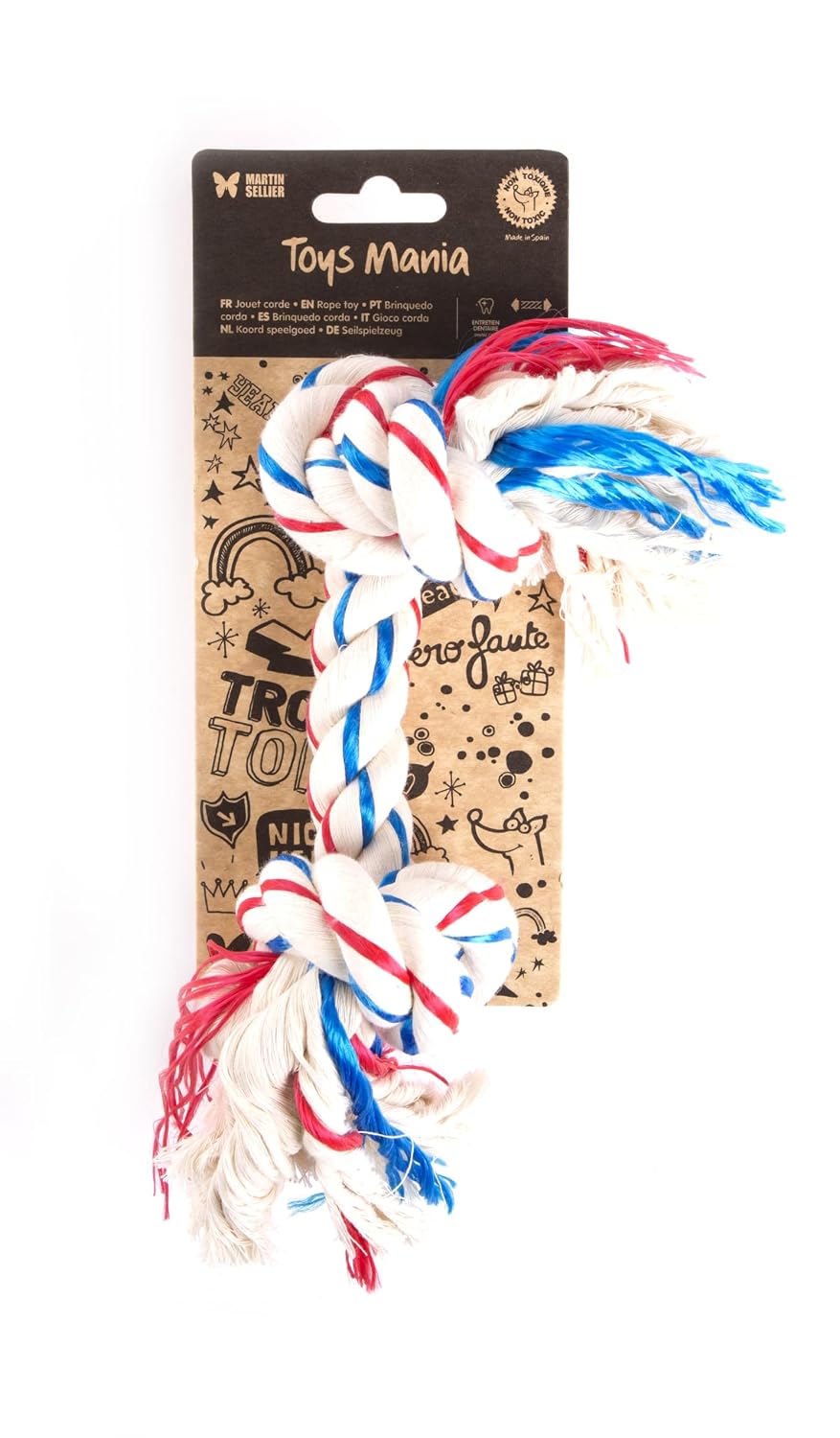 MARTIN SELLIER — Jouet corde tricolore pour chien 26 cm