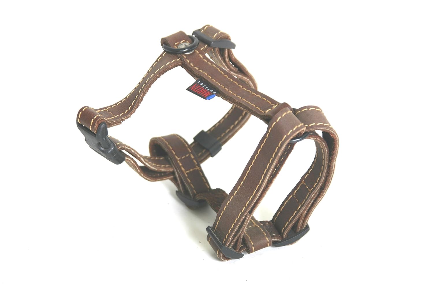 MARTIN SELLIER — Harnais réglable pour chien en cuir beige