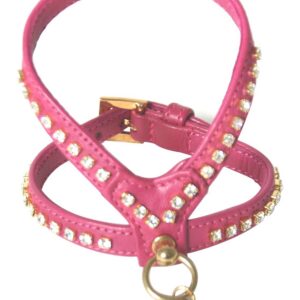 MARTIN SELLIER Carlain — Harnais pour chien rose à strass