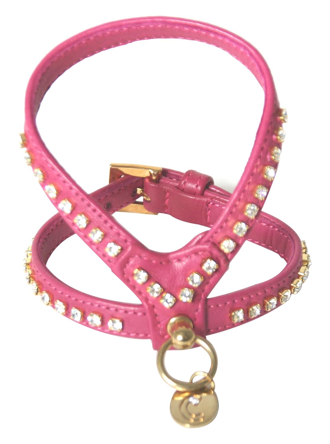 MARTIN SELLIER Carlain — Harnais pour chien rose à strass