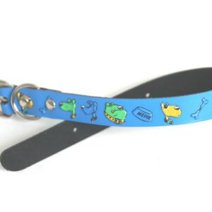 MARTIN SELLIER — Collier pour chien sérigraphié bleu/jaune