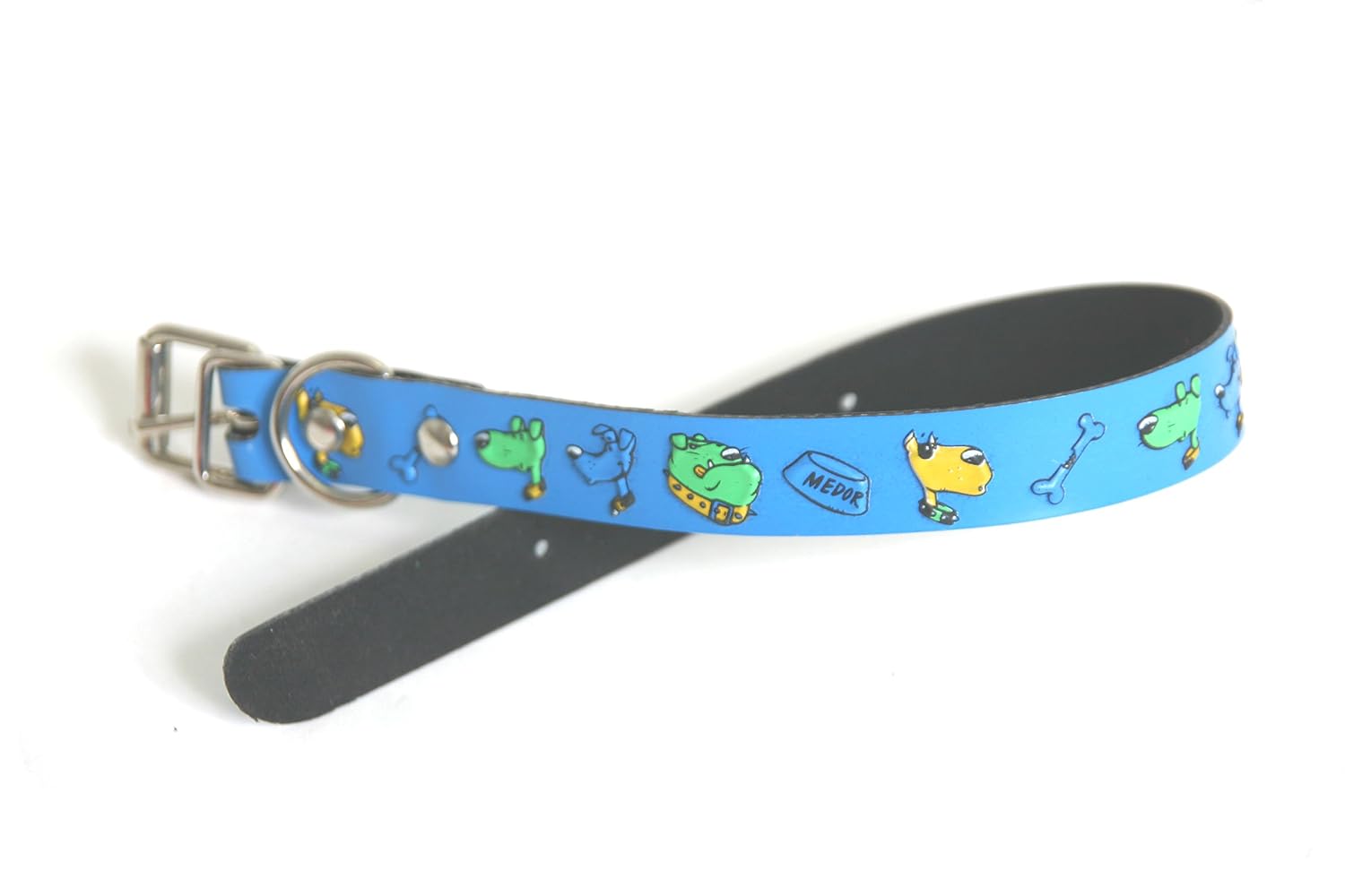MARTIN SELLIER — Collier pour chien sérigraphié bleu/jaune