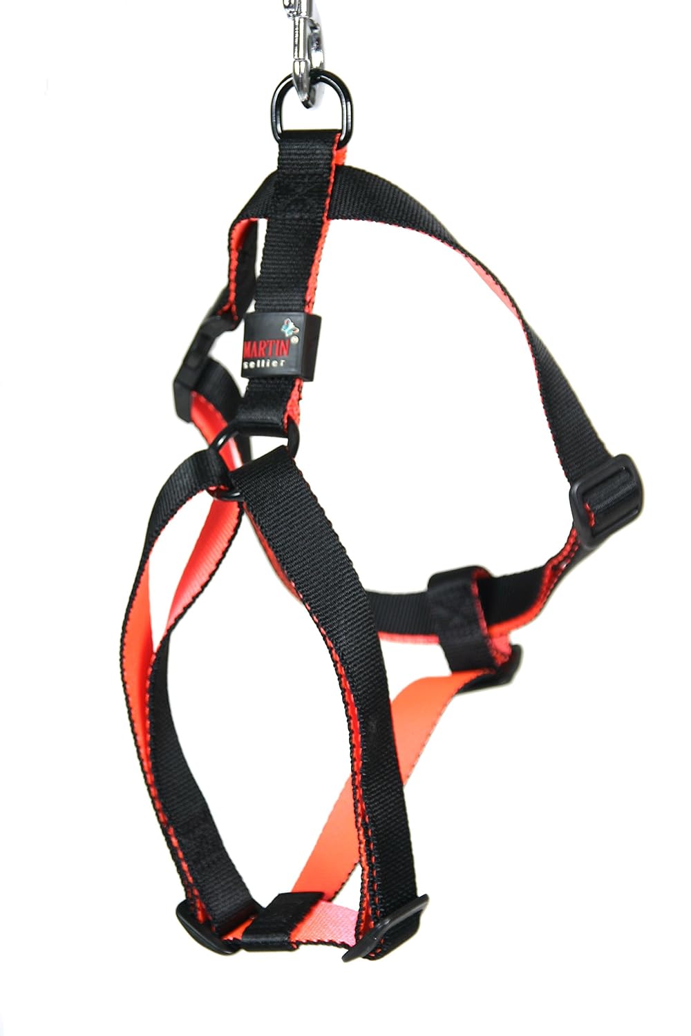 MARTIN Sellier — Harnais réglable pour chien noir/orange 20 mm
