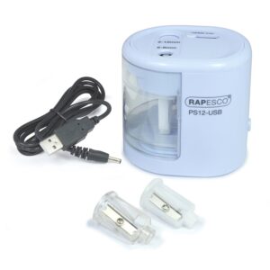 RAPESCO PS12-USB — Taille-crayon électrique automatique bleu pastel
