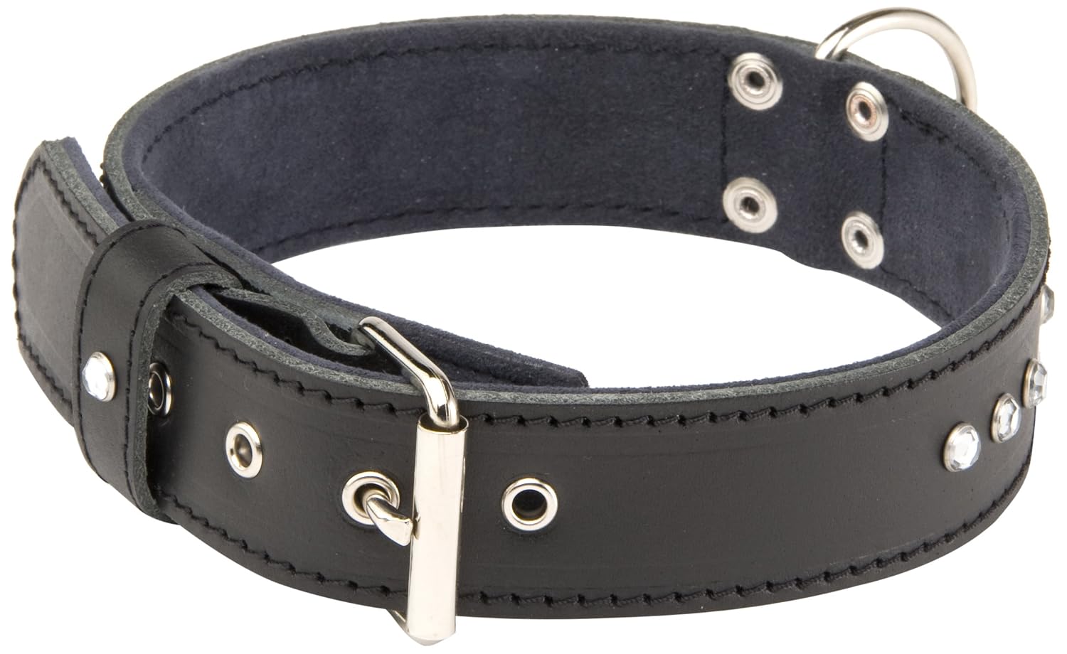 MARTIN SELLIER Class — Collier en cuir pour chien noir L
