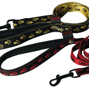 MARTIN SELLIER — Laisse double en nylon pour chien noir/jaune