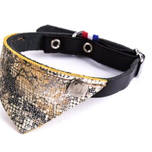 MARTIN Malibu — Collier bandana en cuir pour chat beige noir