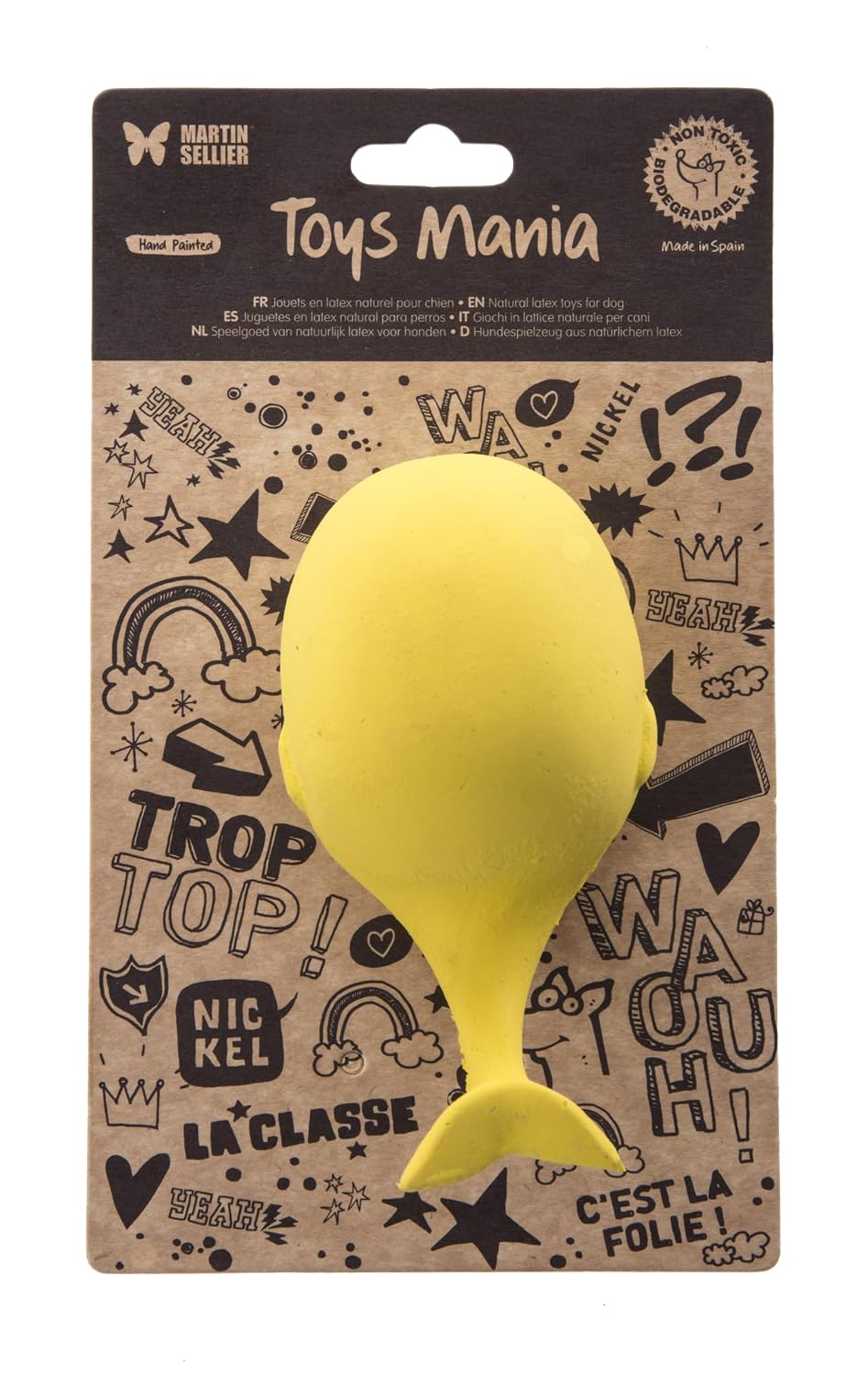 MARTIN — Jouet baleine en latex jaune pastel