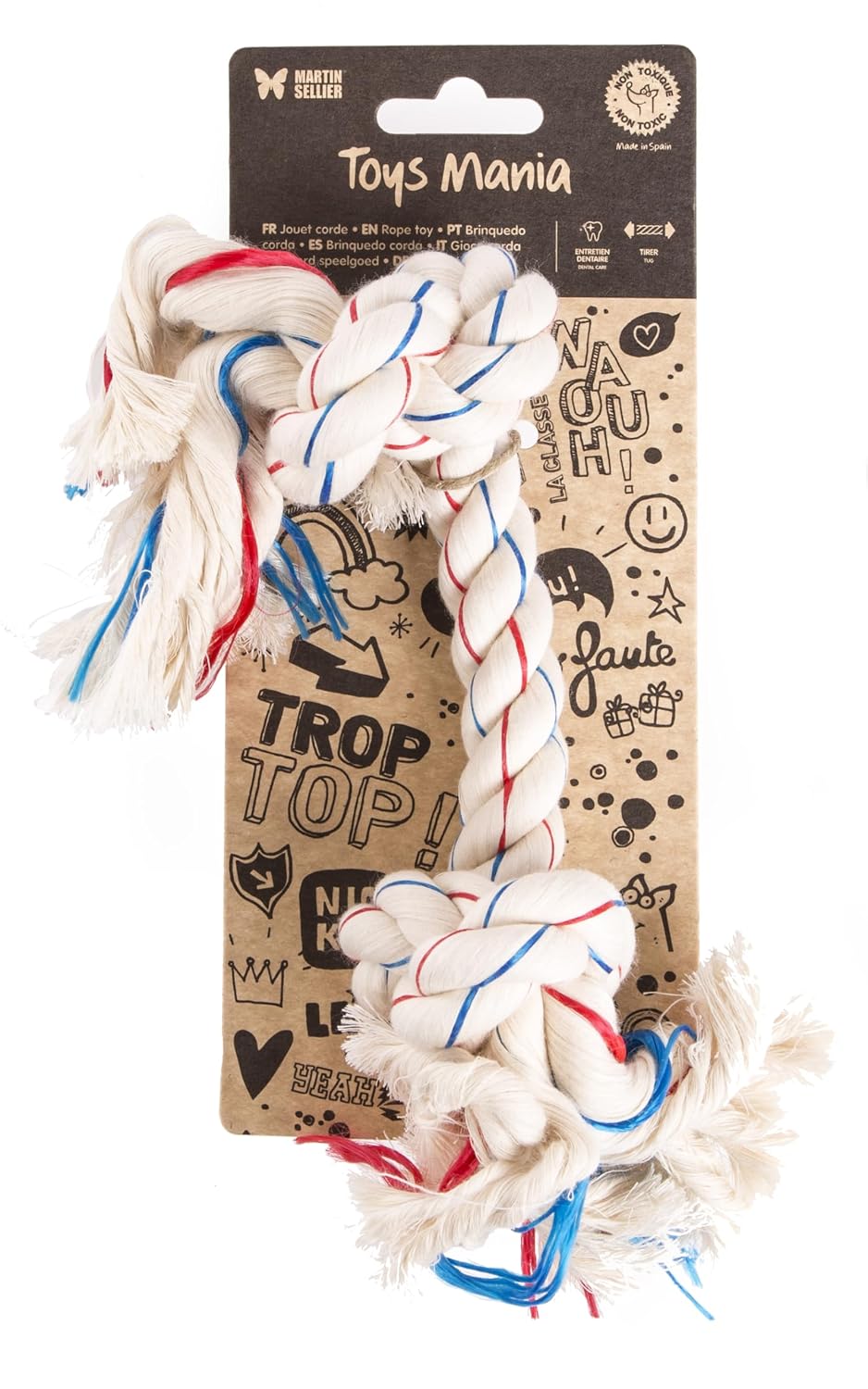MARTIN SELLIER Flostouw Tricolor — Jouet corde pour chien 26 cm