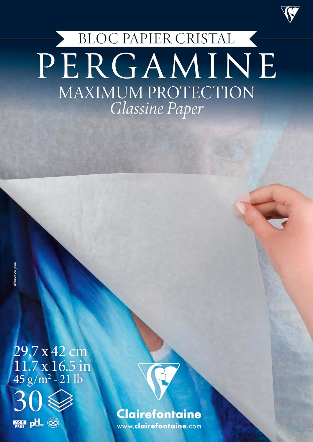 Clairefontaine — Bloc encollé pergamine A3 30 feuilles 45 g