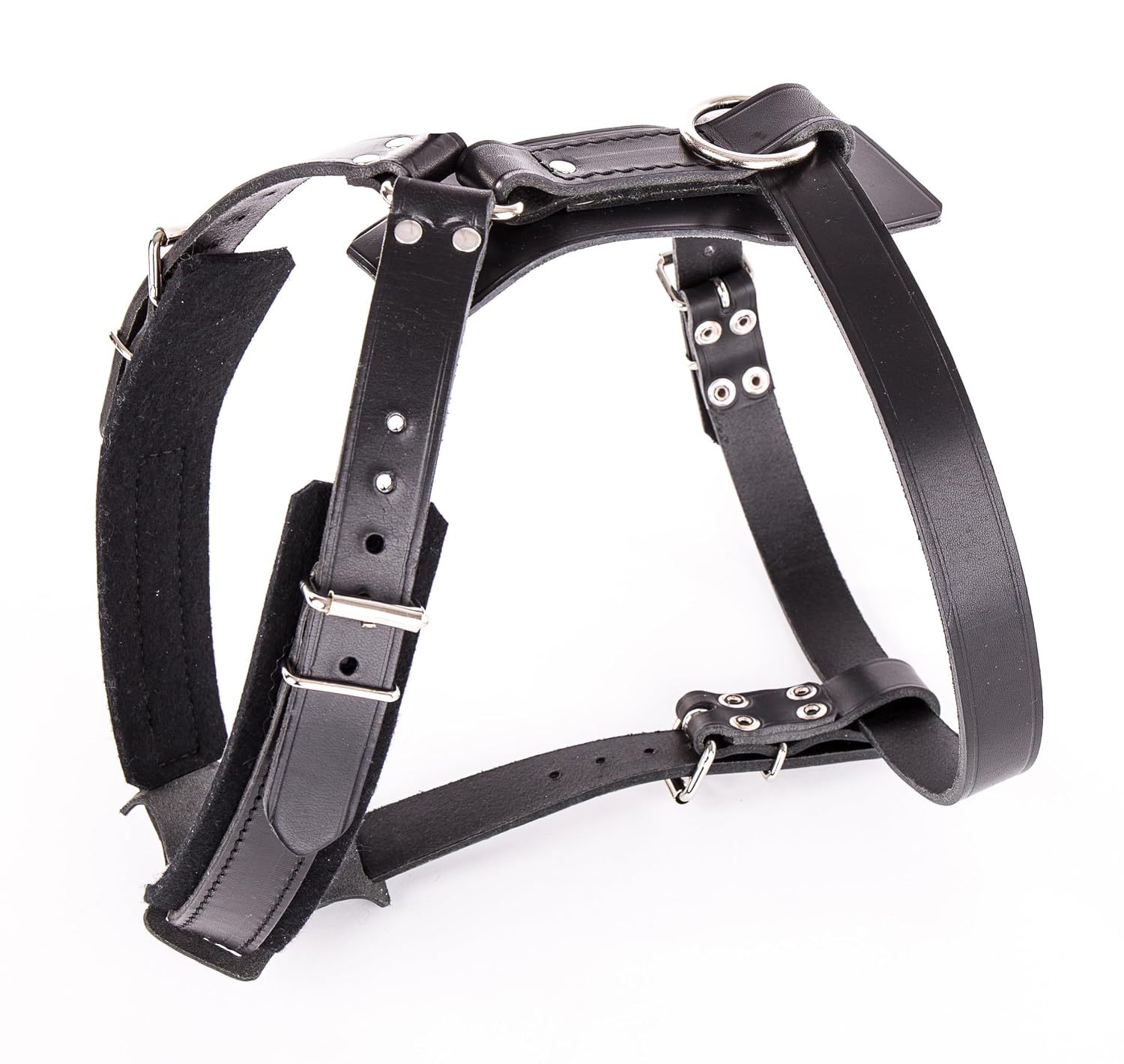 MARTIN — Harnais en cuir feutré pour gros chien, noir 73-83 cm