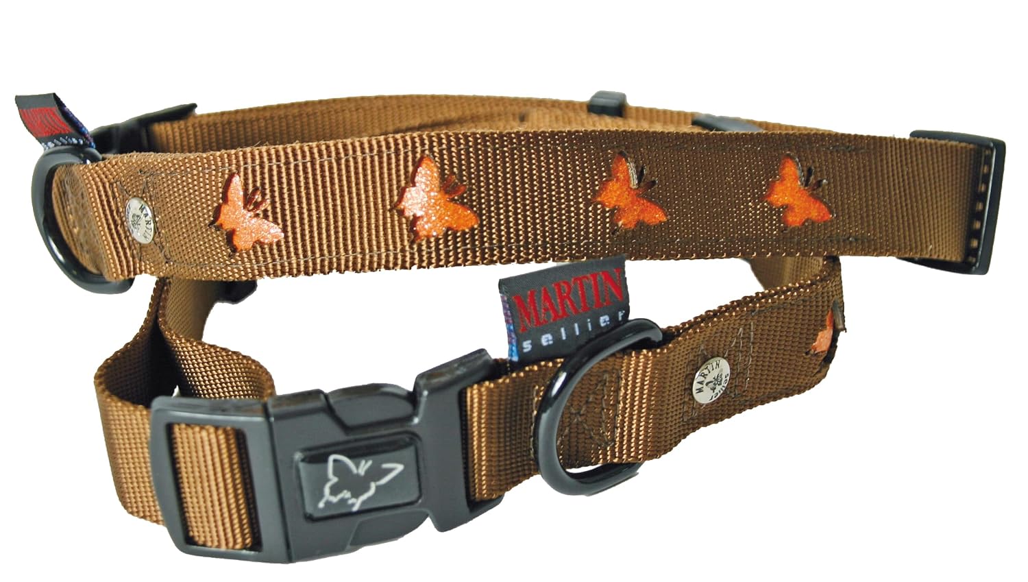 MARTIN SELLIER — Collier en nylon papillon orange pour chien