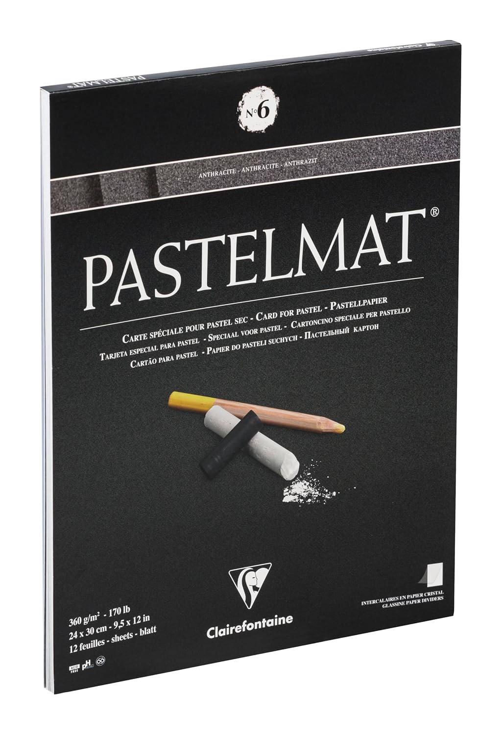 Clairefontaine Pastelmat n°6 — Bloc collé 12 feuilles 24x30 cm