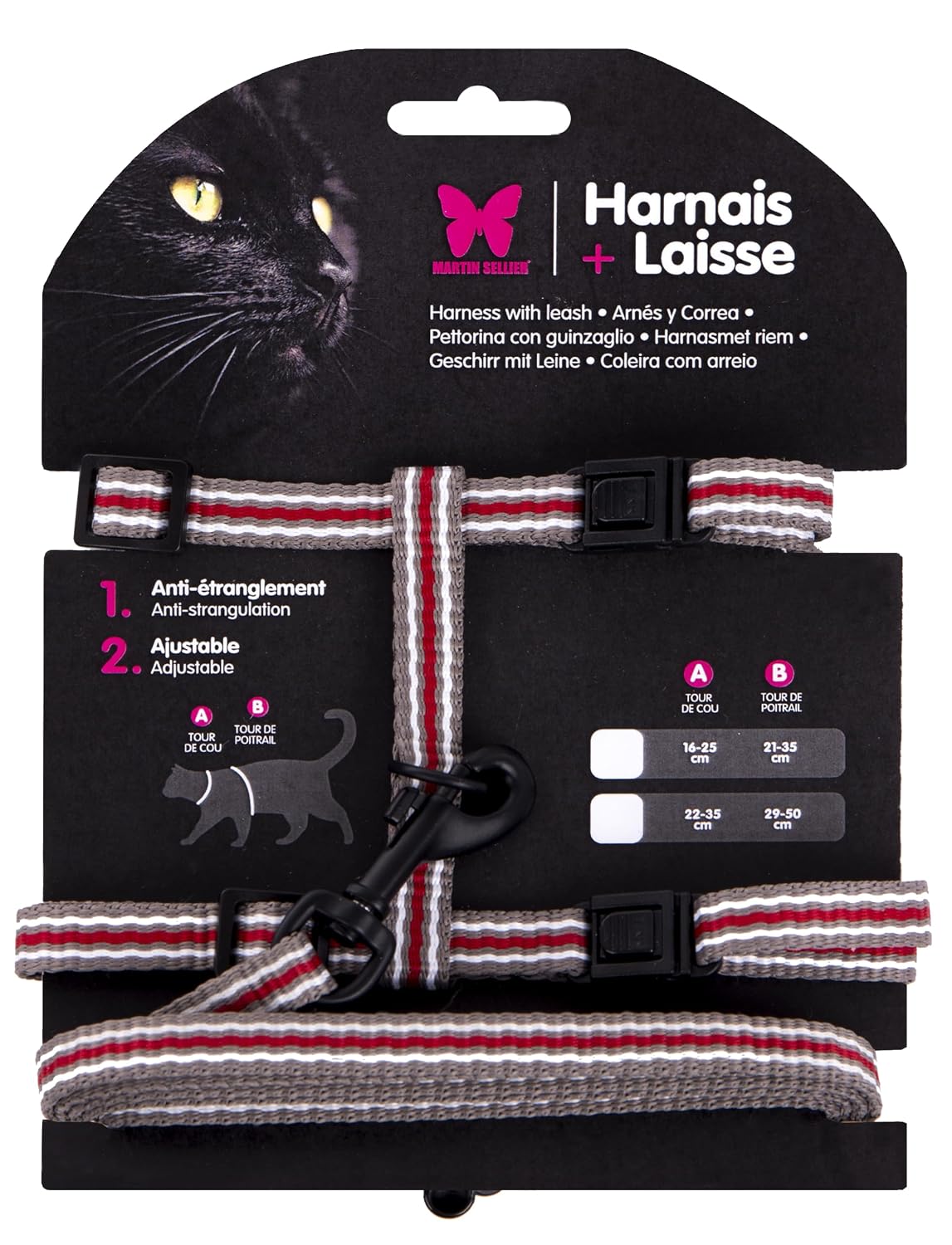 MARTIN — Set harnais et laisse en nylon pour chat